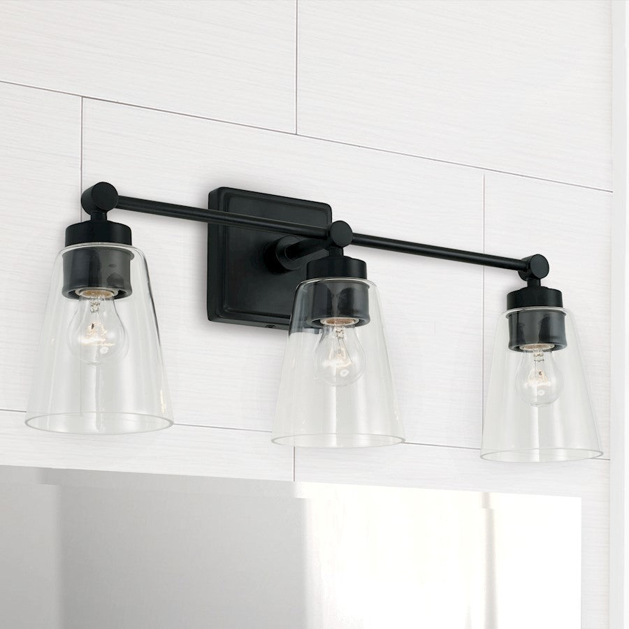 2 Light Bathroom Vanity Light in Matte Black