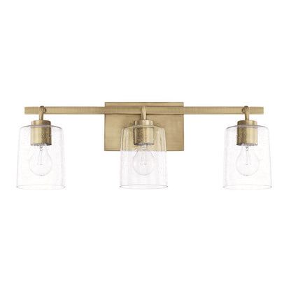 HomePlace by Capital Lighting Greyson 3 Light Vanity, Aged Brass - 128531AD-449