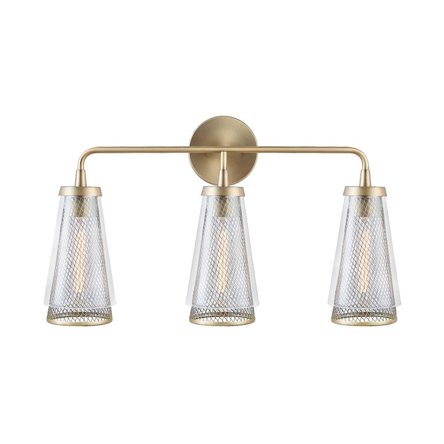 3 Light Bathroom Vanity Light, Aged Brass