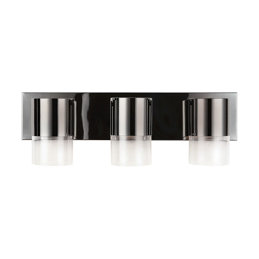 3 Light LED Bathroom Vanity Light, Black Chrome