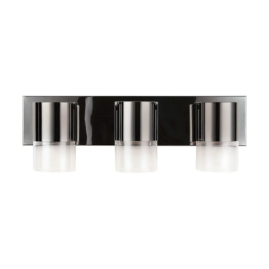 3 Light LED Bathroom Vanity Light, Black Chrome