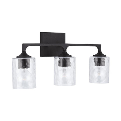 Capital Lighting Clint 3-Light Vanity, Black Iron/Clear Water - 137331BI-486