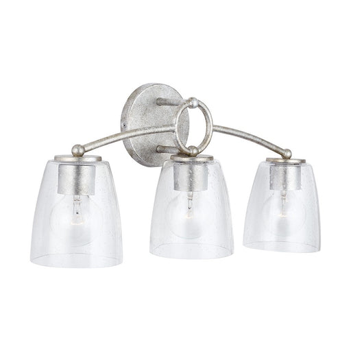 Capital Lighting Oran 3-Light Vanity, Antique Silver/Clear Seeded - 137931AS-488