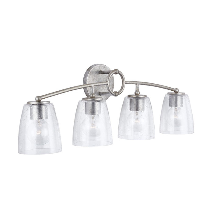 Capital Lighting Oran 4-Light Vanity, Antique Silver/Clear Seeded - 137941AS-488