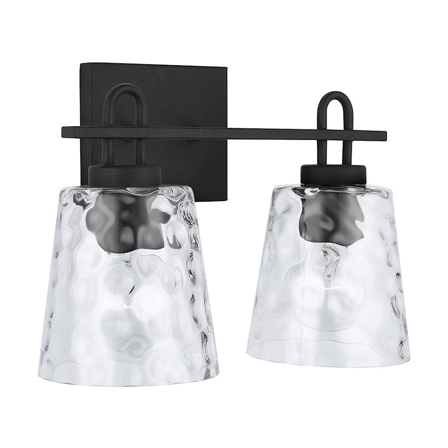 Capital Lighting 2-Light Vanity, Black Iron/Clear Water - 138322BI-492