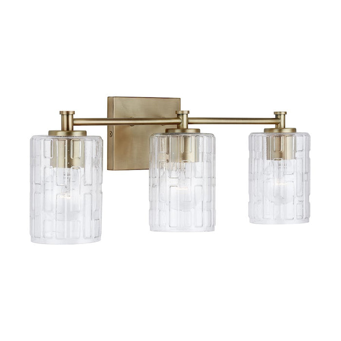 Capital Lighting 3-Light Vanity, Aged Brass/Clear Embossed - 138331AD-491