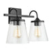 Capital Lighting 2-Light Vanity, Matte Black/Clear Seeded - 139122MB-496