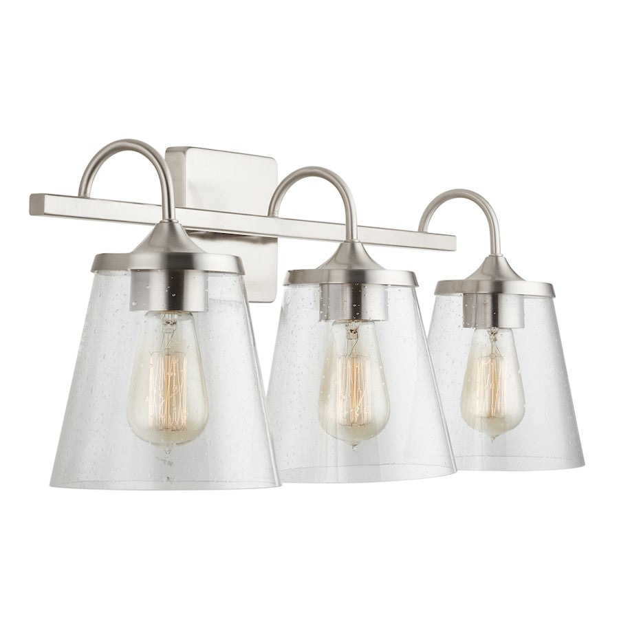 Capital Lighting 3-Light Vanity, Brushed Nickel/Clear Seeded - 139132BN-496