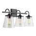 Capital Lighting 3-Light Vanity, Matte Black/Clear Seeded - 139132MB-496