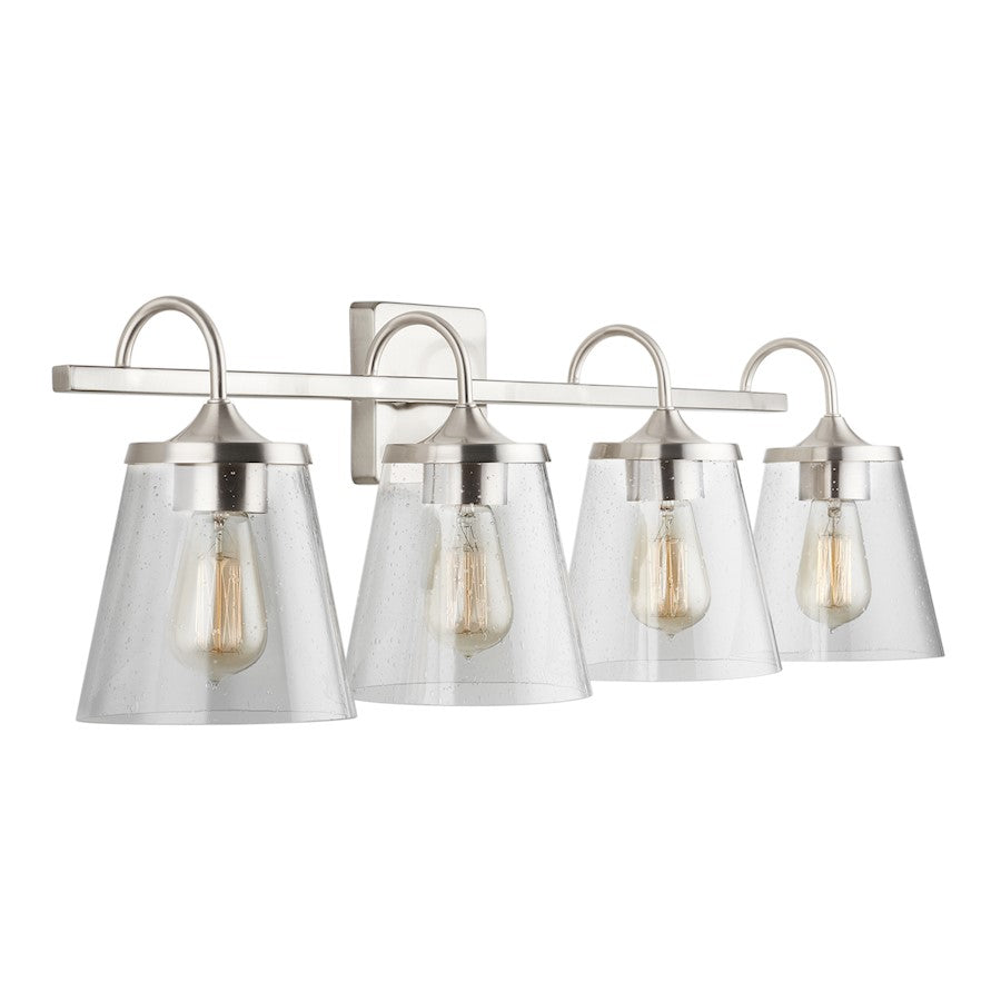 Capital Lighting 4-Light Vanity, Brushed Nickel/Clear Seeded - 139142BN-496