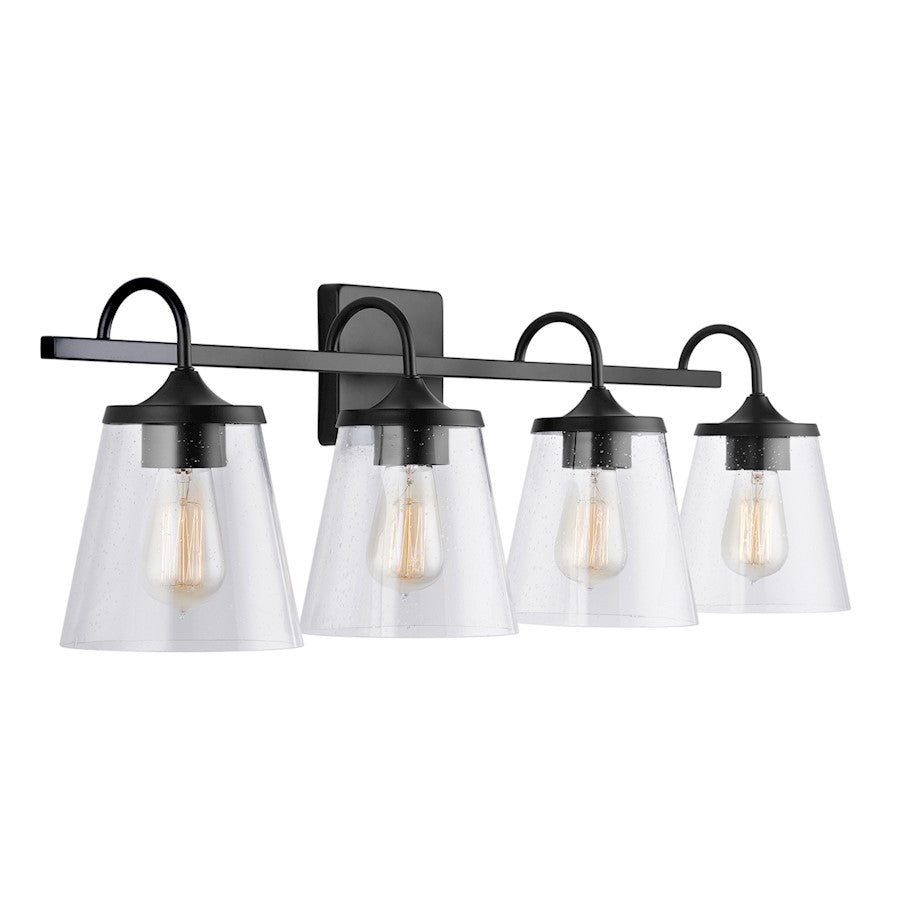 Capital Lighting 4-Light Vanity, Matte Black/Clear Seeded - 139142MB-496