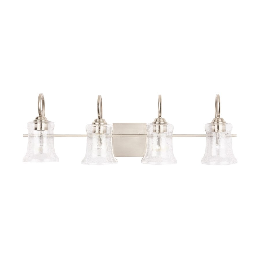 HomePlace Lighting Cameron 4 Lt Bath Vanity, Nickel/Clear Seeded - 139541BN-501