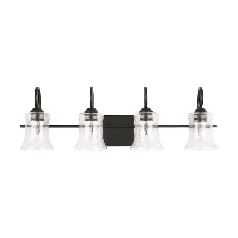 Capital Lighting Cameron 4-Light Vanity, Matte Black/Clear Seeded - 139541MB-501