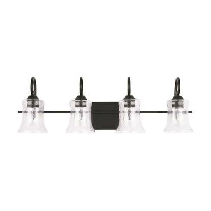 Capital Lighting Cameron 4-Light Vanity, Matte Black/Clear Seeded - 139541MB-501