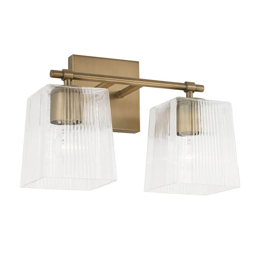 Capital Lighting Lexi 2 Light Vanity in Aged Brass/Clear Fluted - 141721AD-508