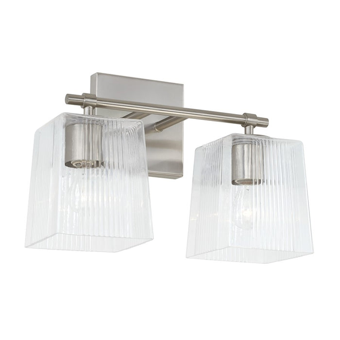 Capital Lighting Lexi 2 Light Vanity, Brushed Nickel/Clear Fluted - 141721BN-508