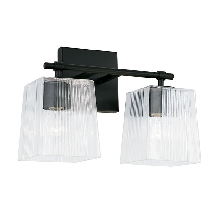 Capital Lighting Lexi 2 Light Vanity in Matte Black/Clear Fluted - 141721MB-508