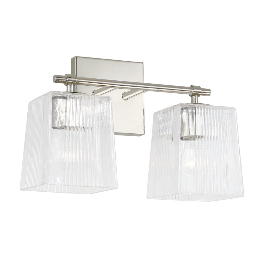 Capital Lighting Lexi 2 Light Vanity in Nickel/Clear Fluted - 141721PN-508