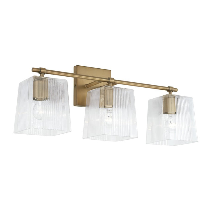 Capital Lighting Lexi 3 Light Vanity in Aged Brass/Clear Fluted - 141731AD-508