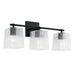 Capital Lighting Lexi 3 Light Vanity in Matte Black/Clear Fluted - 141731MB-508