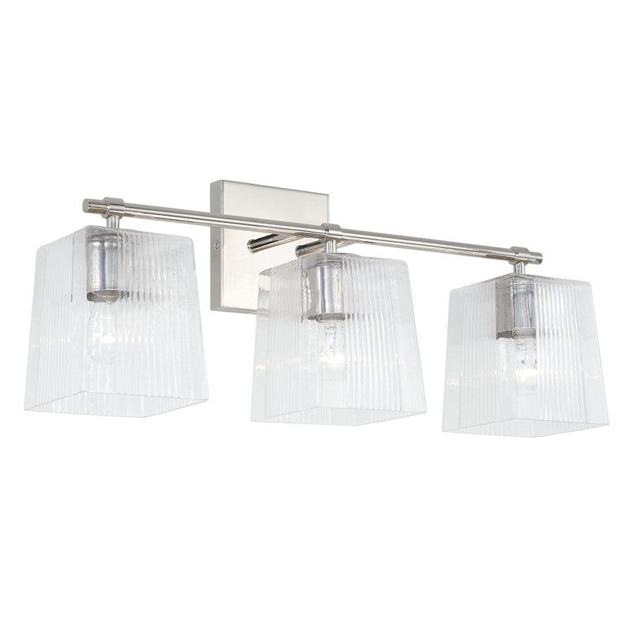 Capital Lighting Lexi 3 Light Vanity in Nickel/Clear Fluted - 141731PN-508