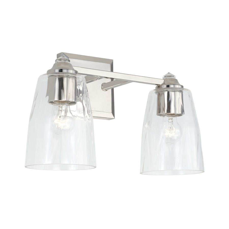 Capital Lighting Laurent 2 Light Vanity in Polished Nickel/Clear - 141821PN-509