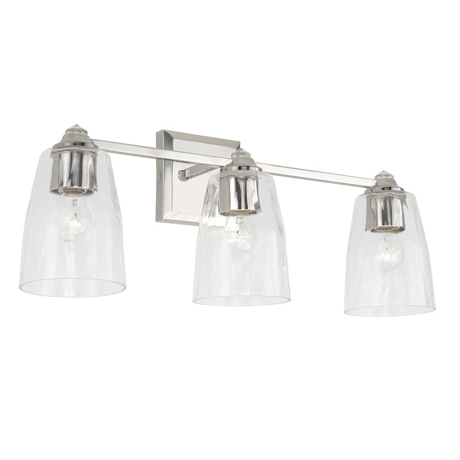 Capital Lighting Laurent 3 Light Vanity in Polished Nickel/Clear - 141831PN-509