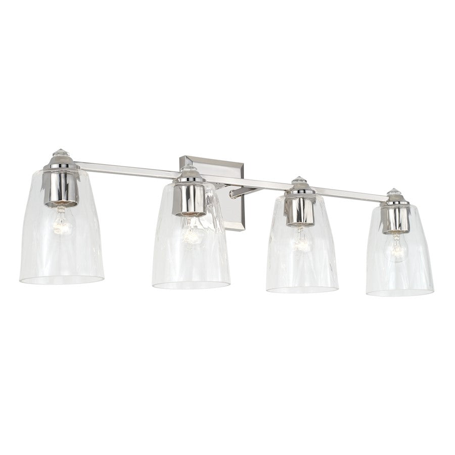 Capital Lighting Laurent 4 Light Vanity in Polished Nickel/Clear - 141841PN-509