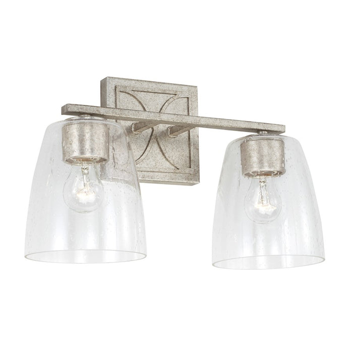 Capital Lighting Sylvia 2 Light Vanity, Antique Silver/Clear - 142321AS-488