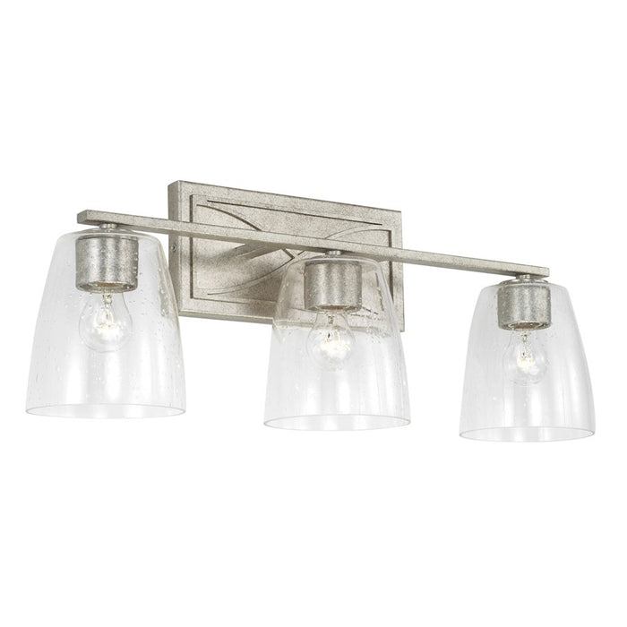 Capital Lighting Sylvia 3 Light Vanity, Antique Silver/Clear - 142331AS-488