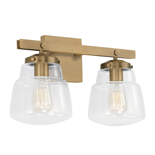 Capital Lighting Dillon 2 Light Vanity in Aged Brass/Clear - 142721AD-518