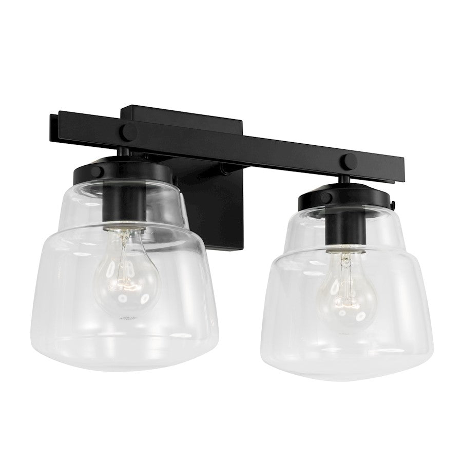 Capital Lighting Dillon 2 Light Vanity in Matte Black/Clear - 142721MB-518