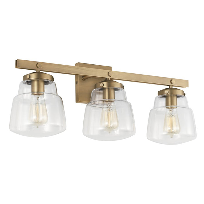 Capital Lighting Dillon 3 Light Vanity in Aged Brass/Clear - 142731AD-518