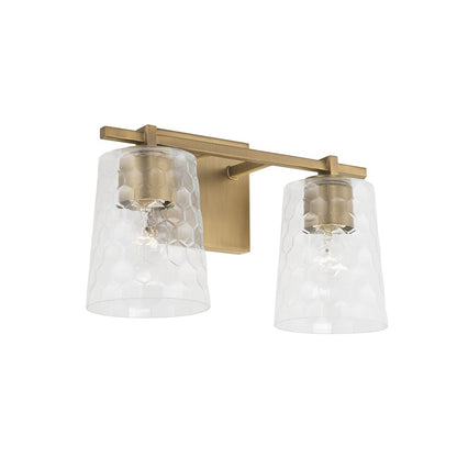 Capital Lighting Burke 2 Light Vanity, Aged Brass/Clear Honeycomb - 143521AD-517