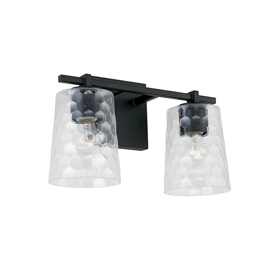 Capital Lighting Burke 2 Light Vanity, Black/Clear Honeycomb - 143521MB-517