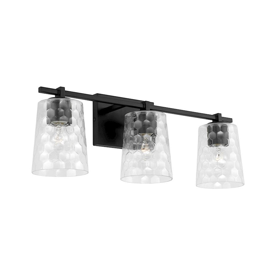 Capital Lighting Burke 3 Light Vanity, Black/Clear Honeycomb - 143531MB-517