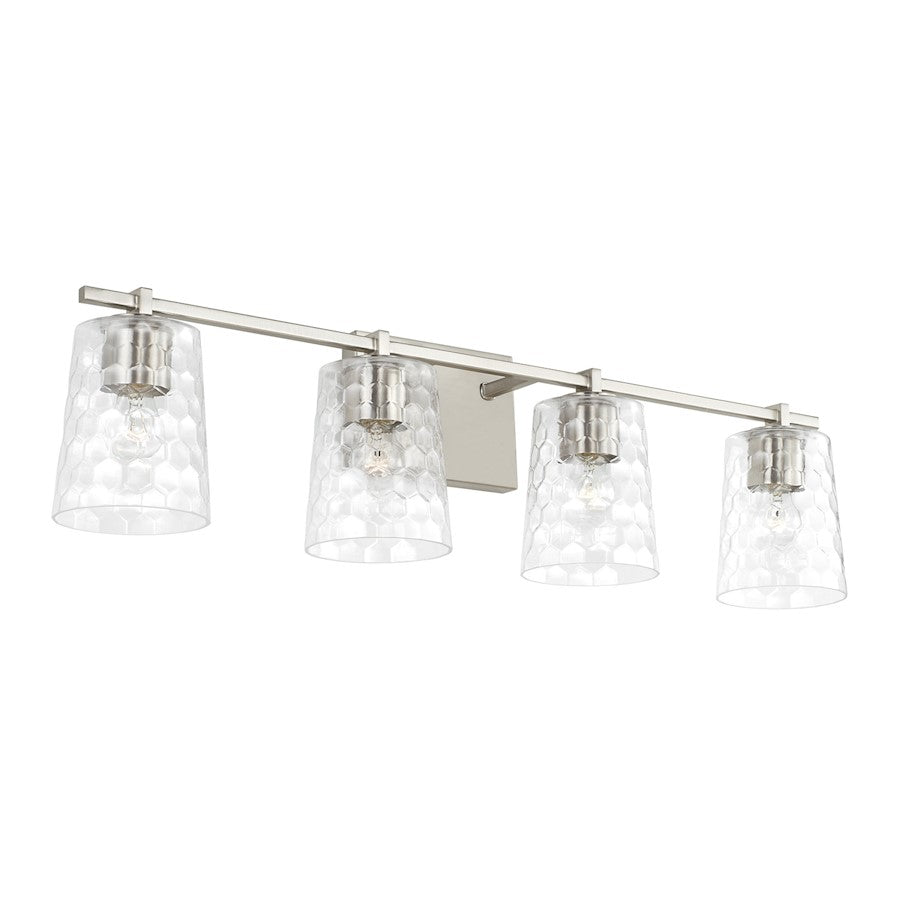 Capital Lighting Burke 4 Light Vanity, Brushed Nickel/Clear - 143541BN-517