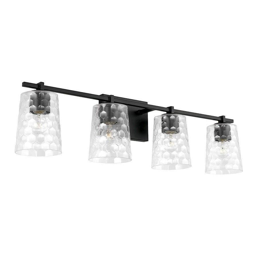 Capital Lighting Burke 4 Light Vanity, Black/Clear Honeycomb - 143541MB-517