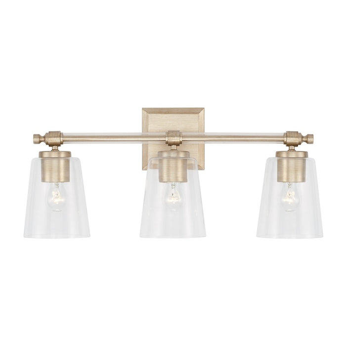 Capital Lighting Breigh 3 Light Vanity, Brushed Champagne/Clear