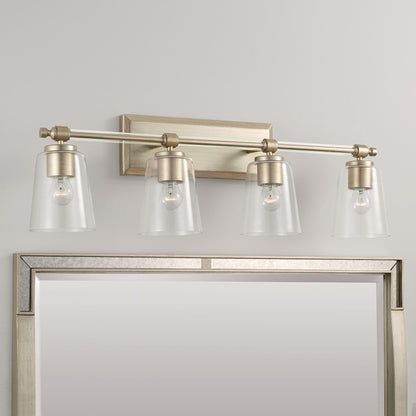 4 Light Bathroom Vanity Light, Brushed Champagne