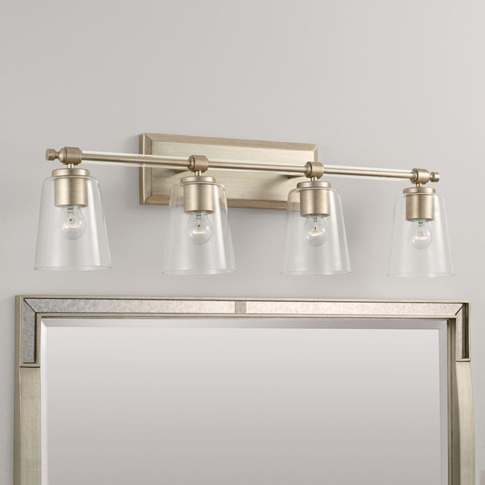 Capital Lighting Breigh 4 Light Vanity, Brushed Champagne/Clear