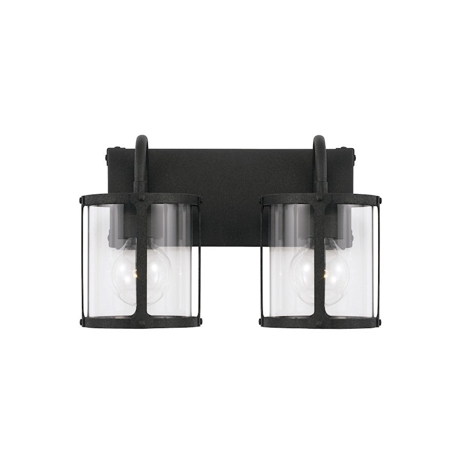 2 Light Bathroom Vanity Light, Black Iron