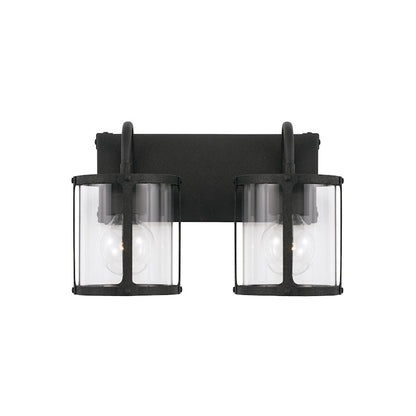 2 Light Bathroom Vanity Light, Black Iron