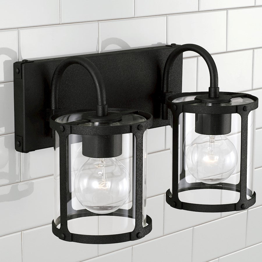 2 Light Bathroom Vanity Light, Black Iron