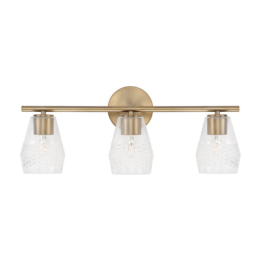 3 Light Bathroom Vanity Light, Diamond Embossed