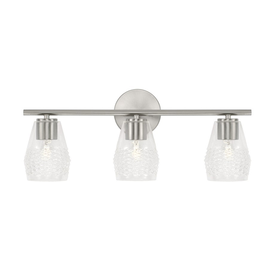 3 Light Bathroom Vanity Light, Diamond Embossed