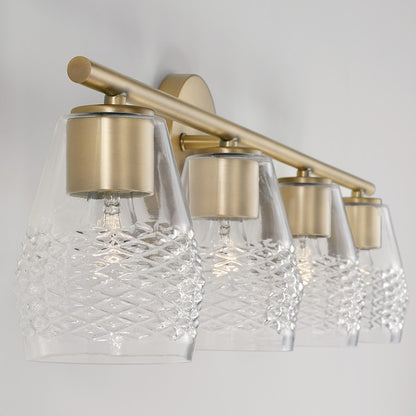 4 Light Bathroom Vanity Light, Diamond Embossed