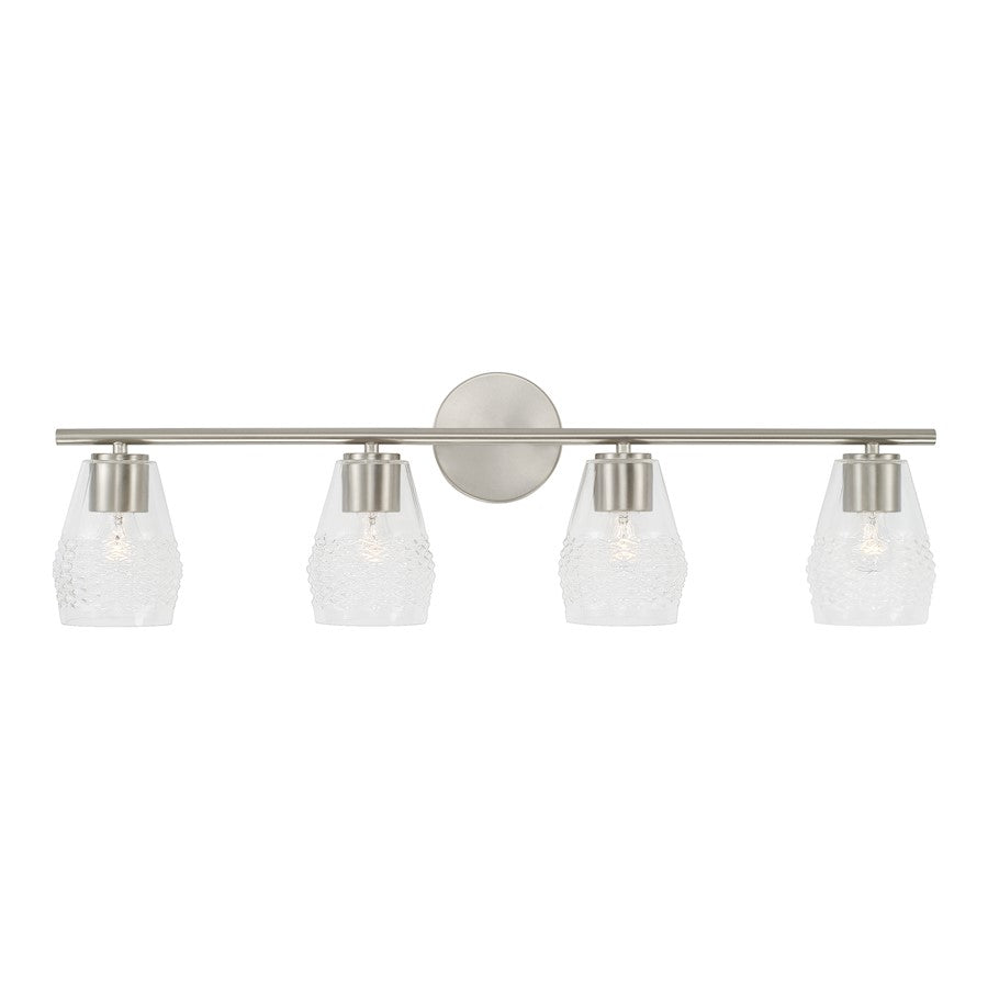 4 Light Bathroom Vanity Light, Diamond Embossed