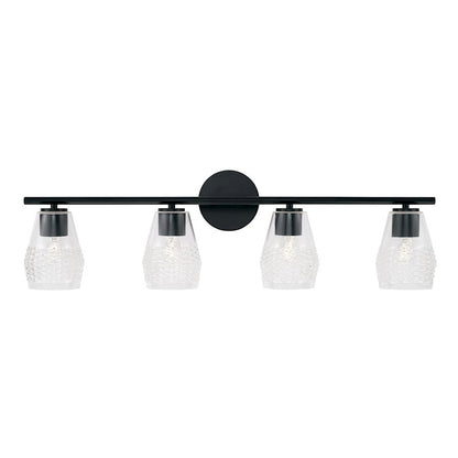 4 Light Bathroom Vanity Light, Diamond Embossed