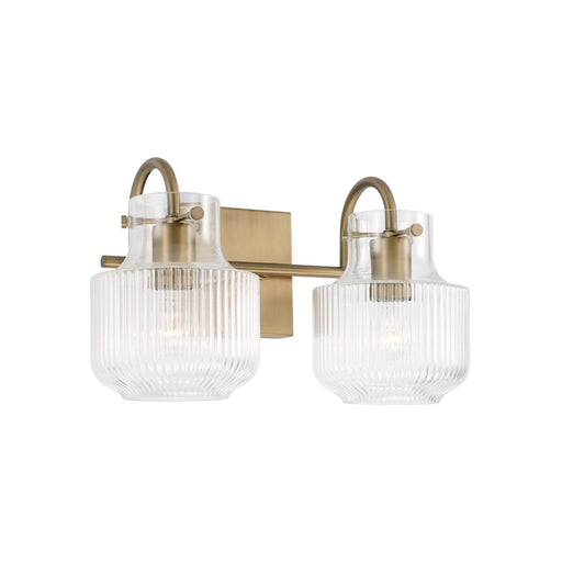 Capital Lighting Nyla 2 Light Vanity, Aged Brass/Clear Fluted - 145121AD